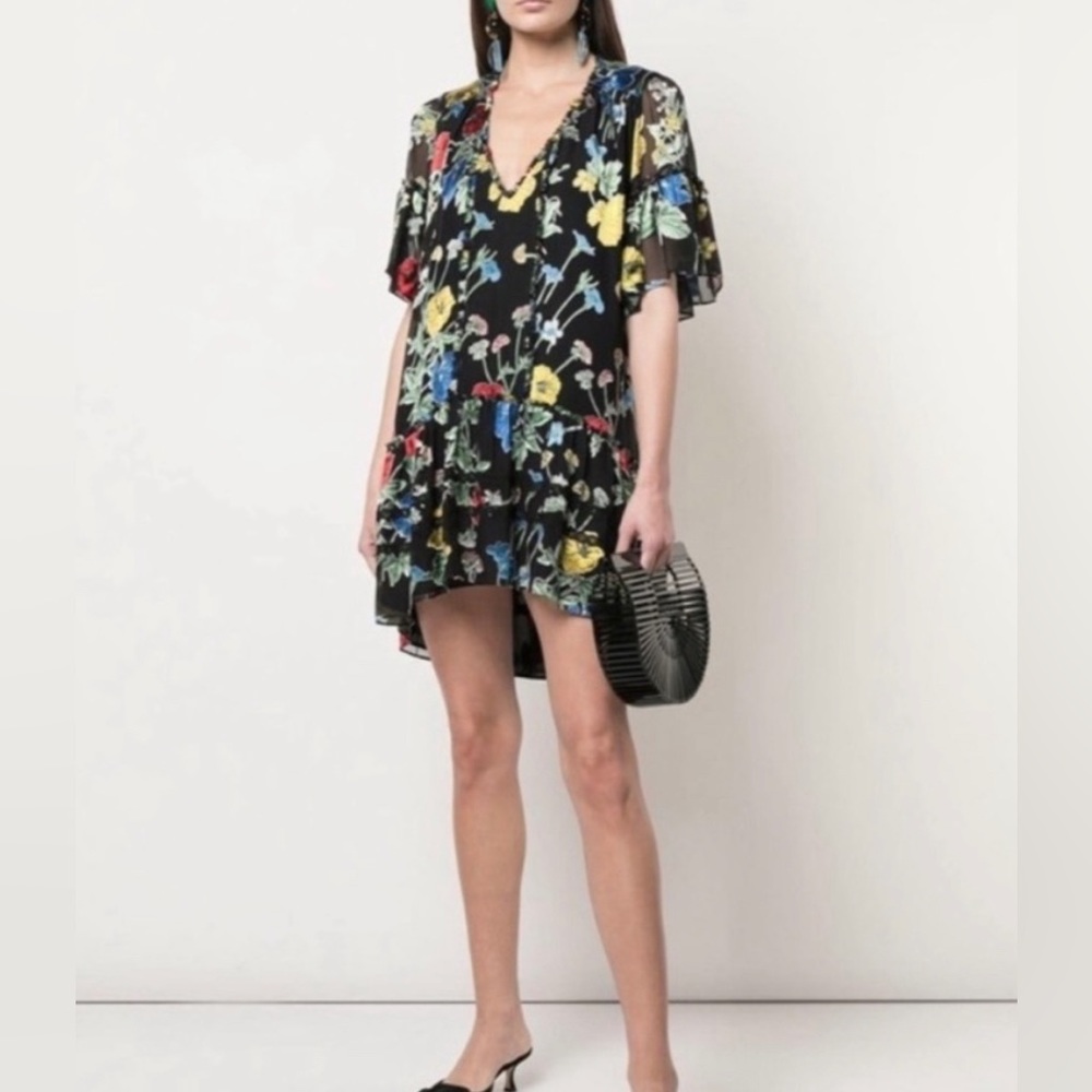 Alice + Olivia floral ruffle mini dress size XS